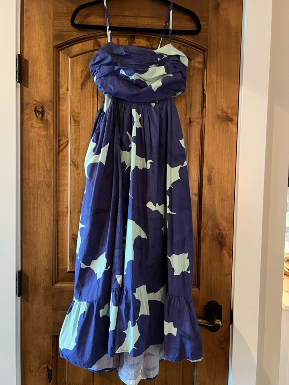 Hutch Strapless Blue and Light Blue Print Maxi Dress